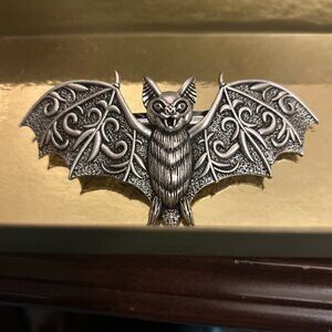 Goth Gray Bat Hair Clip 4" Long Silver Color Metal Emo Goth Biker Skat Barrette